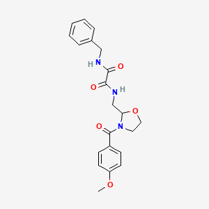 molecular formula C21H23N3O5 B2485232 N1-benzyl-N2-((3-(4-methoxybenzoyl)oxazolidin-2-yl)methyl)oxalamide CAS No. 874805-18-2
