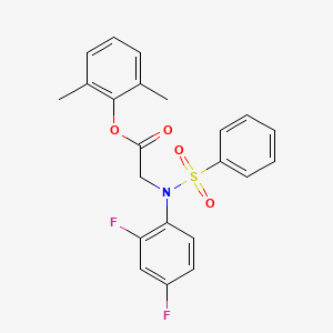 molecular formula C22H19F2NO4S B2485237 2,6-Dimethylphenyl 2-[2,4-difluoro(phenylsulfonyl)anilino]acetate CAS No. 343373-97-7