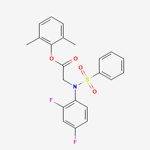 molecular formula C22H19F2NO4S B2485237 2,6-二甲基苯基-2-[2,4-二氟(苯基磺酰)氨基]乙酸酯 CAS No. 343373-97-7