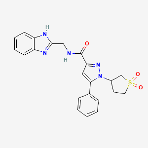 molecular formula C22H21N5O3S B2485245 N-((1H-benzo[d]imidazol-2-yl)methyl)-1-(1,1-dioxidotetrahydrothiophen-3-yl)-5-phenyl-1H-pyrazole-3-carboxamide CAS No. 1019100-04-9
