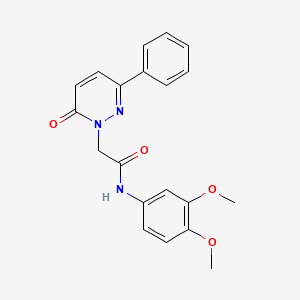 molecular formula C20H19N3O4 B2485249 N-(3,4-dimethoxyphenyl)-2-(6-oxo-3-phenylpyridazin-1(6H)-yl)acetamide CAS No. 922901-16-4