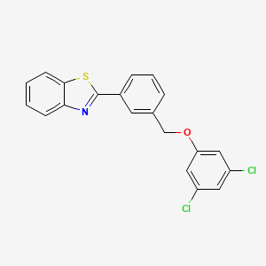 molecular formula C20H13Cl2NOS B2485250 2-{3-[(3,5-Dichlorophenoxy)methyl]phenyl}-1,3-benzothiazole CAS No. 339031-99-1