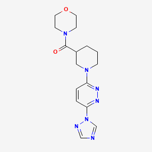 molecular formula C16H21N7O2 B2485257 (1-(6-(1H-1,2,4-triazol-1-yl)pyridazin-3-yl)piperidin-3-yl)(morpholino)methanone CAS No. 1797717-81-7