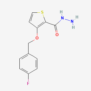 molecular formula C12H11FN2O2S B2485260 3-[(4-Fluorobenzyl)oxy]-2-thiophenecarbohydrazide CAS No. 338751-50-1