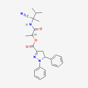 molecular formula C25H28N4O3 B2485277 1-[(1-cyano-1,2-dimethylpropyl)carbamoyl]ethyl 1,5-diphenyl-4,5-dihydro-1H-pyrazole-3-carboxylate CAS No. 1212200-36-6