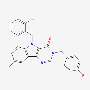 molecular formula C25H19ClFN3O B2485282 5-(2-chlorobenzyl)-3-(4-fluorobenzyl)-8-methyl-3H-pyrimido[5,4-b]indol-4(5H)-one CAS No. 1185050-99-0