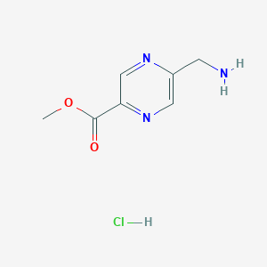 molecular formula C7H10ClN3O2 B2485283 甲基-5-(氨基甲基)吡嘧啶-2-甲酸酯；盐酸盐 CAS No. 1279698-22-4