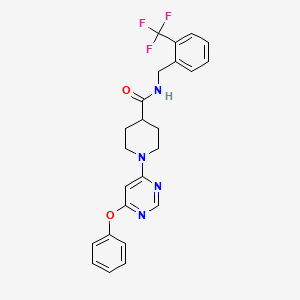 molecular formula C24H23F3N4O2 B2485284 1-(6-phenoxypyrimidin-4-yl)-N-[2-(trifluoromethyl)benzyl]piperidine-4-carboxamide CAS No. 1116045-14-7