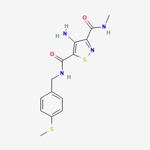 molecular formula C14H16N4O2S2 B2485286 4-amino-N3-methyl-N5-(4-(methylthio)benzyl)isothiazole-3,5-dicarboxamide CAS No. 1251568-53-2