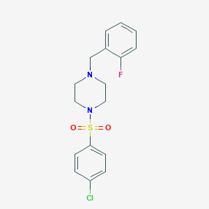 molecular formula C17H18ClFN2O2S B248529 1-[(4-Chlorophenyl)sulfonyl]-4-(2-fluorobenzyl)piperazine 