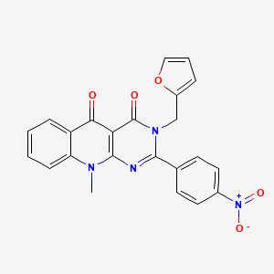 molecular formula C23H16N4O5 B2485294 3-(furan-2-ylmethyl)-10-methyl-2-(4-nitrophenyl)pyrimido[4,5-b]quinoline-4,5(3H,10H)-dione CAS No. 879474-95-0