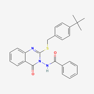 molecular formula C26H25N3O2S B2485296 N-[2-[(4-叔丁基苯基)甲基硫代基]-4-氧代喹唑啉-3-基]苯甲酰胺 CAS No. 422278-34-0