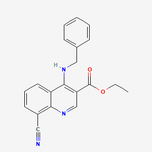 molecular formula C20H17N3O2 B2485308 Ethyl 4-(benzylamino)-8-cyanoquinoline-3-carboxylate CAS No. 955336-11-5