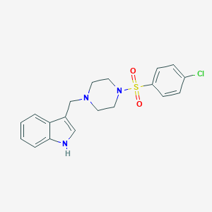 molecular formula C19H20ClN3O2S B248531 3-({4-[(4-chlorophenyl)sulfonyl]-1-piperazinyl}methyl)-1H-indole 