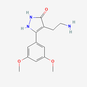 molecular formula C13H17N3O3 B2485312 4-(2-氨基乙基)-5-(3,5-二甲氧基苯基)-1,2-二氢-3H-吡唑-3-酮 CAS No. 881042-08-6