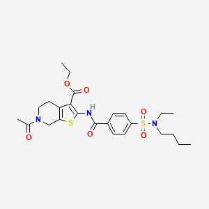 molecular formula C25H33N3O6S2 B2485317 ethyl 6-acetyl-2-[[4-[butyl(ethyl)sulfamoyl]benzoyl]amino]-5,7-dihydro-4H-thieno[2,3-c]pyridine-3-carboxylate CAS No. 449769-41-9