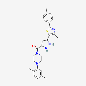[4-(2,5-Dimethylphenyl)piperazin-1-yl]-[5-[4-methyl-2-(4-methylphenyl)-1,3-thiazol-5-yl]pyrazolidin-3-yl]methanone
