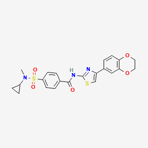 molecular formula C22H21N3O5S2 B2485320 4-(N-cyclopropyl-N-methylsulfamoyl)-N-(4-(2,3-dihydrobenzo[b][1,4]dioxin-6-yl)thiazol-2-yl)benzamide CAS No. 923434-58-6