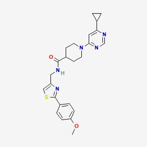molecular formula C24H27N5O2S B2485327 1-(6-环丙基嘧啶-4-基)-N-((2-(4-甲氧基苯基)噻唑-4-基)甲基)哌啶-4-羧酰胺 CAS No. 1795087-35-2