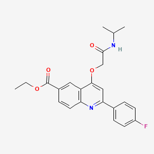 molecular formula C23H23FN2O4 B2485339 Ethyl 2-(4-fluorophenyl)-4-(2-(isopropylamino)-2-oxoethoxy)quinoline-6-carboxylate CAS No. 1114650-67-7