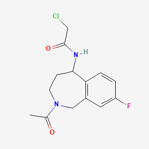 molecular formula C14H16ClFN2O2 B2485351 N-(2-Acetyl-8-fluoro-1,3,4,5-tetrahydro-2-benzazepin-5-yl)-2-chloroacetamide CAS No. 2411309-42-5