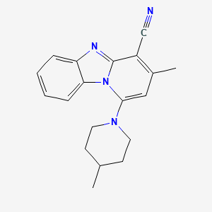 molecular formula C19H20N4 B2485361 3-Methyl-1-(4-methylpiperidin-1-yl)pyrido[1,2-a]benzimidazole-4-carbonitrile CAS No. 305334-60-5