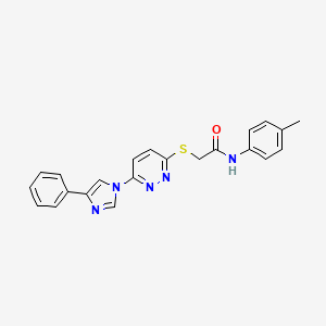 molecular formula C22H19N5OS B2485375 2-((6-(4-苯基-1H-咪唑-1-基)吡啶并[3,2-d]嘧啶-3-基)硫)-N-(对甲苯基)乙酰胺 CAS No. 1251629-00-1