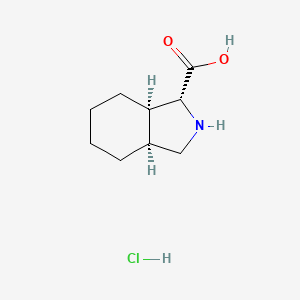 molecular formula C9H16ClNO2 B2485376 (1R,3As,7aR)-2,3,3a,4,5,6,7,7a-octahydro-1H-isoindole-1-carboxylic acid;hydrochloride CAS No. 2227753-91-3