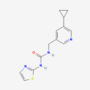 molecular formula C13H14N4OS B2485393 1-((5-环丙基吡啶-3-基)甲基)-3-(噻唑-2-基)脲 CAS No. 2034570-71-1