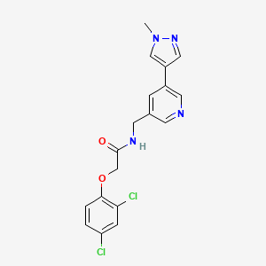 molecular formula C18H16Cl2N4O2 B2485395 2-(2,4-dichlorophenoxy)-N-((5-(1-methyl-1H-pyrazol-4-yl)pyridin-3-yl)methyl)acetamide CAS No. 2034308-89-7
