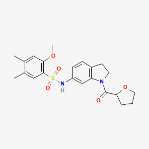 molecular formula C22H26N2O5S B2485400 2-methoxy-4,5-dimethyl-N-(1-(tetrahydrofuran-2-carbonyl)indolin-6-yl)benzenesulfonamide CAS No. 1040637-19-1