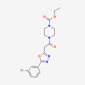 molecular formula C17H19BrN4O4 B2485409 Ethyl 4-(2-(5-(3-bromophenyl)-1,3,4-oxadiazol-2-yl)acetyl)piperazine-1-carboxylate CAS No. 1286706-57-7
