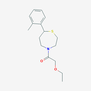 molecular formula C16H23NO2S B2485436 2-Ethoxy-1-(7-(o-tolyl)-1,4-thiazepan-4-yl)ethanone CAS No. 1795302-79-2