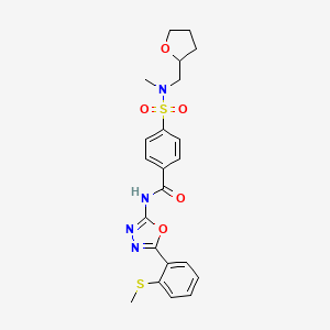 molecular formula C22H24N4O5S2 B2485440 4-(N-methyl-N-((tetrahydrofuran-2-yl)methyl)sulfamoyl)-N-(5-(2-(methylthio)phenyl)-1,3,4-oxadiazol-2-yl)benzamide CAS No. 886911-22-4