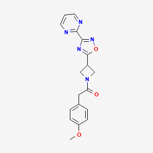 molecular formula C18H17N5O3 B2485451 2-(4-Methoxyphenyl)-1-(3-(3-(pyrimidin-2-yl)-1,2,4-oxadiazol-5-yl)azetidin-1-yl)ethanone CAS No. 1324107-34-7
