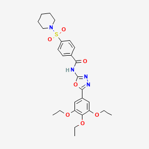 4-(piperidin-1-ylsulfonyl)-N-(5-(3,4,5-triethoxyphenyl)-1,3,4-oxadiazol-2-yl)benzamide