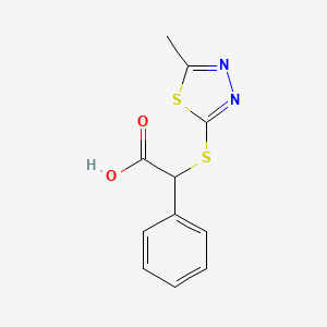 molecular formula C11H10N2O2S2 B2485462 2-((5-Methyl-1,3,4-thiadiazol-2-yl)thio)-2-phenylacetic acid CAS No. 708983-70-4