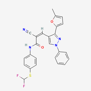 (Z)-2-Cyano-N-[4-(difluoromethylsulfanyl)phenyl]-3-[3-(5-methylfuran-2-yl)-1-phenylpyrazol-4-yl]prop-2-enamide