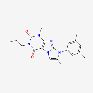 molecular formula C20H23N5O2 B2485475 8-(3,5-二甲基苯基)-1,7-二甲基-3-丙基-1H-咪唑并[2,1-f]嘧啶-2,4(3H,8H)-二酮 CAS No. 877643-74-8