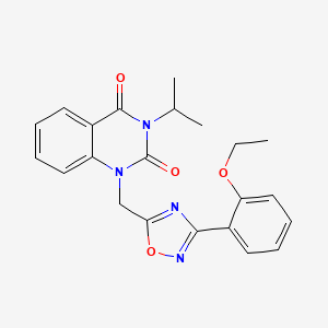 molecular formula C22H22N4O4 B2485479 1-((3-(2-ethoxyphenyl)-1,2,4-oxadiazol-5-yl)methyl)-3-isopropylquinazoline-2,4(1H,3H)-dione CAS No. 1105221-23-5