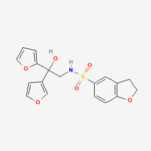 molecular formula C18H17NO6S B2485486 N-[2-(呋喃-2-基)-2-(呋喃-3-基)-2-羟乙基]-2,3-二氢-1-苯并呋喃-5-磺酰胺 CAS No. 2034482-34-1