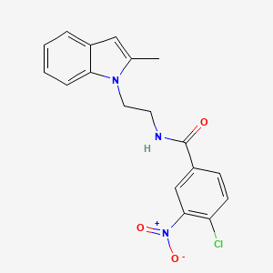 molecular formula C18H16ClN3O3 B2485497 4-chloro-N-(2-(2-methyl-1H-indol-1-yl)ethyl)-3-nitrobenzamide CAS No. 689264-97-9