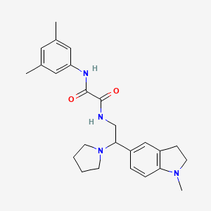 molecular formula C25H32N4O2 B2485499 N1-(3,5-二甲基苯基)-N2-(2-(1-甲基吲哚-5-基)-2-(吡咯烷-1-基)乙基)草酰胺 CAS No. 922066-72-6