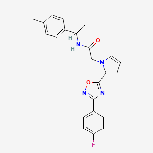 molecular formula C23H21FN4O2 B2485509 2-{2-[3-(4-fluorophenyl)-1,2,4-oxadiazol-5-yl]-1H-pyrrol-1-yl}-N-[1-(4-methylphenyl)ethyl]acetamide CAS No. 1261016-13-0