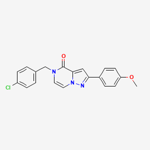 molecular formula C20H16ClN3O2 B2485512 5-(4-クロロベンジル)-2-(4-メトキシフェニル)ピラゾロ[1,5-a]ピラジン-4(5H)-オン CAS No. 1359483-67-2