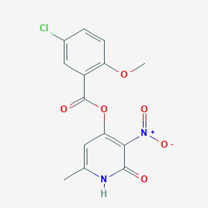 molecular formula C14H11ClN2O6 B2485515 (6-甲基-3-硝基-2-氧代-1H-吡啶-4-基) 5-氯-2-甲氧基苯甲酸酯 CAS No. 868679-88-3