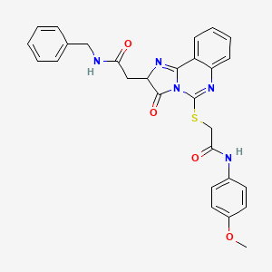 molecular formula C28H25N5O4S B2485527 N-benzyl-2-[5-[2-(4-methoxyanilino)-2-oxoethyl]sulfanyl-3-oxo-2H-imidazo[1,2-c]quinazolin-2-yl]acetamide CAS No. 1023509-27-4
