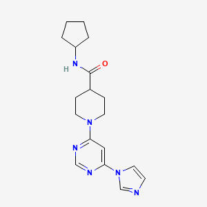 molecular formula C18H24N6O B2485540 1-(6-(1H-imidazol-1-yl)pyrimidin-4-yl)-N-cyclopentylpiperidine-4-carboxamide CAS No. 1351595-02-2
