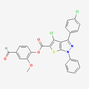 (4-Formyl-2-methoxyphenyl) 4-chloro-3-(4-chlorophenyl)-1-phenylthieno[2,3-c]pyrazole-5-carboxylate