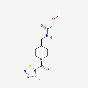 molecular formula C14H22N4O3S B2485558 2-ethoxy-N-((1-(4-methyl-1,2,3-thiadiazole-5-carbonyl)piperidin-4-yl)methyl)acetamide CAS No. 1235624-09-5
